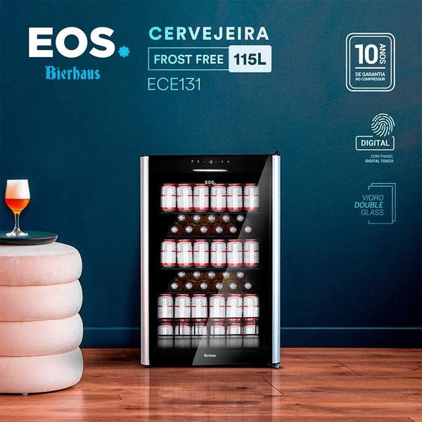 Imagem de Cervejeira EOS Bierhaus 115 Litros Frost Free com Compressor Porta de Vidro e Acabamento em Inox ECE131 110V