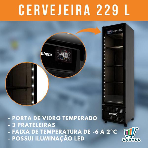 Imagem de Cervejeira Imbera Vertical Full Black LED 229 Litros  -6C +2C Porta De Vidro Frost Free