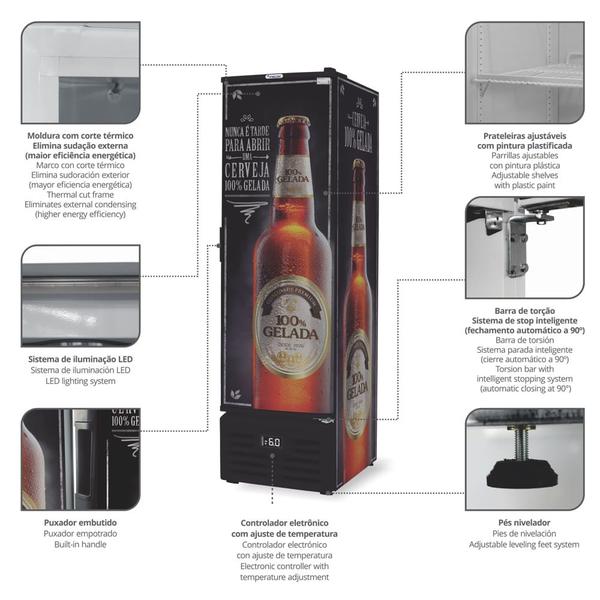 Cervejeira Porta Cega 284 Litros Fricon VCFC284-2C000 Preto 220V Imagem de Cervejeira Porta Cega 284 Litros Fricon VCFC284-2C000 Preto 220V