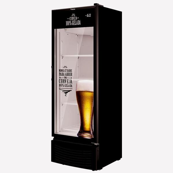 Cervejeira VCFC-402V Pr - Porta de Vidro Adesivada Controlador Digital -6 a + 2C Iluminação LED - Fricon Imagem de Cervejeira VCFC-402V Pr - Porta de Vidro Adesivada Controlador Digital -6 a + 2C Iluminação LED - Fricon