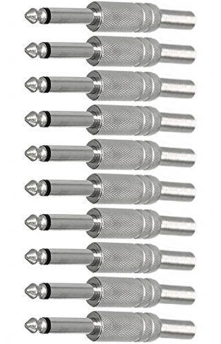 Imagem de Cess 1/4 Polegada TS Audio Phono Tone Male Plug Cable Connector - 1/4" 6.35mm TS Plug a cabo de guitarra (jcx) (10 pack)