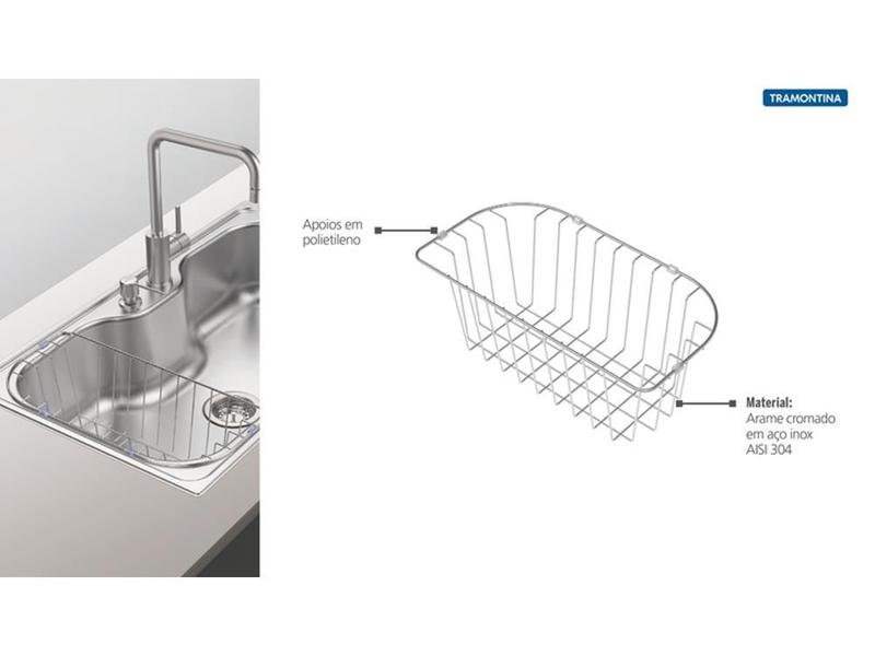 Imagem de Cesta aramada em aco inox 215x425mm para cuba de sobrepor maxi morgana tramontina