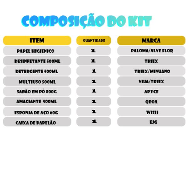Cesta Básica Completa 10 Itens + Kit Limpeza Premium - EJG Imagem de Cesta Básica Completa 10 Itens + Kit Limpeza Premium