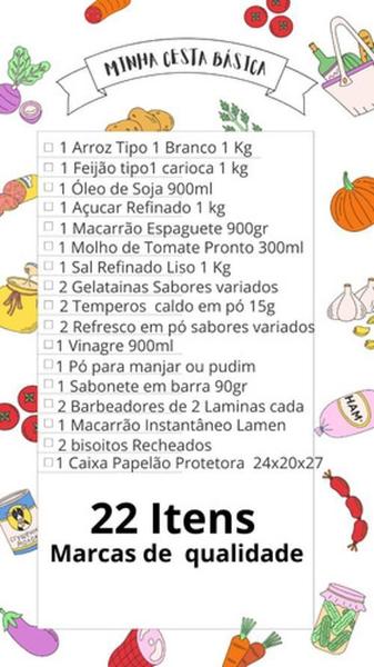 Imagem de Cesta Básica Completa Alimentos E Higiene 22 Itens Doação