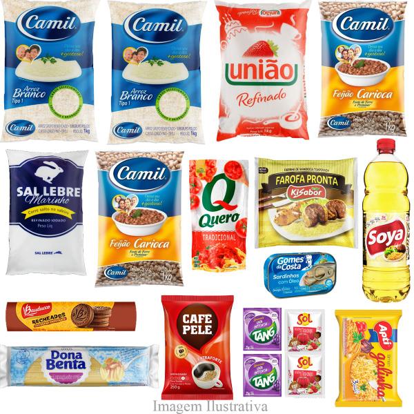 Imagem de Cesta Básica Completa Alimentos Essenciais - 18 itens - Marcas Premium