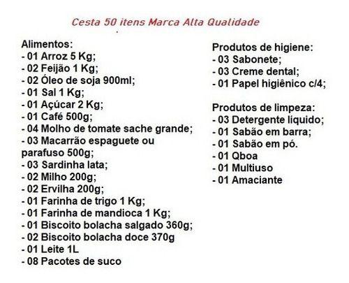 Cesta Básica Completa Com Produto De Limpeza 50 Itens - Higipack Imagem de Cesta Básica Completa Com Produto De Limpeza 50 Itens