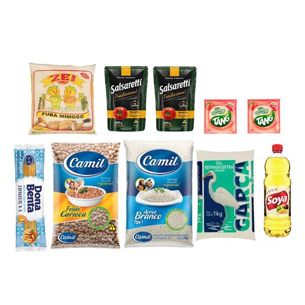 Cesta Básica Premium 11 Itens Completa Familiar - arroz carunchao feijao acucar Imagem de Cesta Básica Premium 11 Itens Completa Familiar