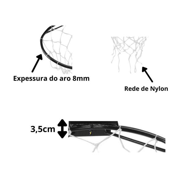 Imagem de Cesta Basquete 35cm c/ Rede Aro 8mm JFIT