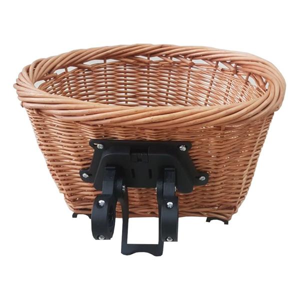 Imagem de Cesta Cestinha de Vime para Bicicleta Retrô Vintage com Engate Universal