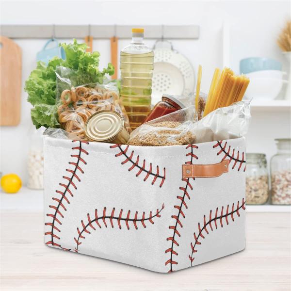 Imagem de Cesta de armazenamento AUUXVA Baseball Stitches Laces 38x28x24cm 2PC