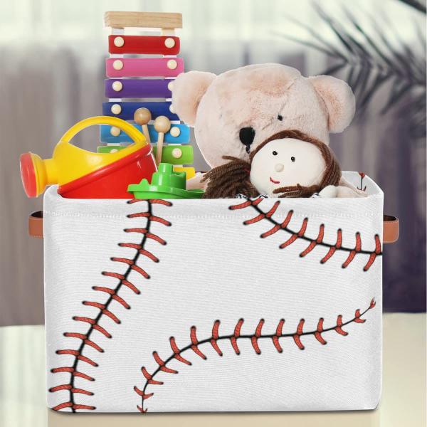 Imagem de Cesta de armazenamento AUUXVA Baseball Stitches Laces 38x28x24cm Lata