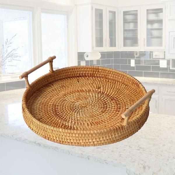 Cesta de armazenamento de frutas Wokex, redonda, tecida à mão, rattan, 22 cm Imagem de Cesta de armazenamento de frutas Wokex, redonda, tecida à mão, rattan, 22 cm