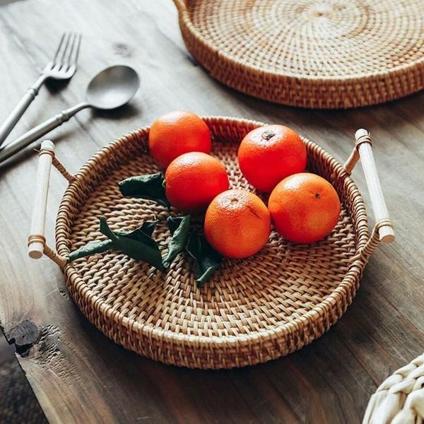 Cesta de armazenamento de frutas Wokex, redonda, tecida à mão, rattan, 22 cm Imagem de Cesta de armazenamento de frutas Wokex, redonda, tecida à mão, rattan, 22 cm