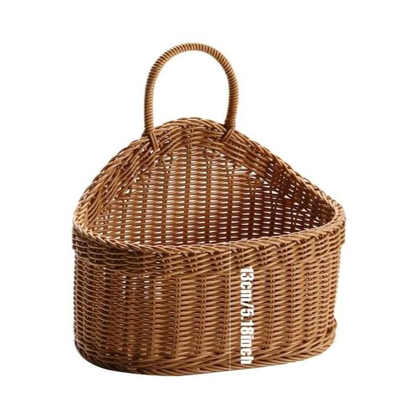 Imagem de Cesta de Armazenamento de Plástico com Efeito Rattan - Montada na Parede para Decoração de Casa