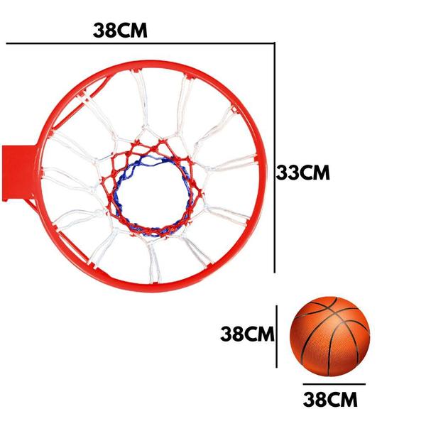 Imagem de Cesta De Basquete Adulto Aro Basketball De Ferro Cesto Basket Grande Conjunto Esportivo  Rede Nylon Bola Menino Menina