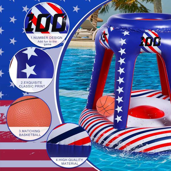 Imagem de Cesta de basquete de sinuca Honoson 46 Giant com 2 bolas, bandeira americana