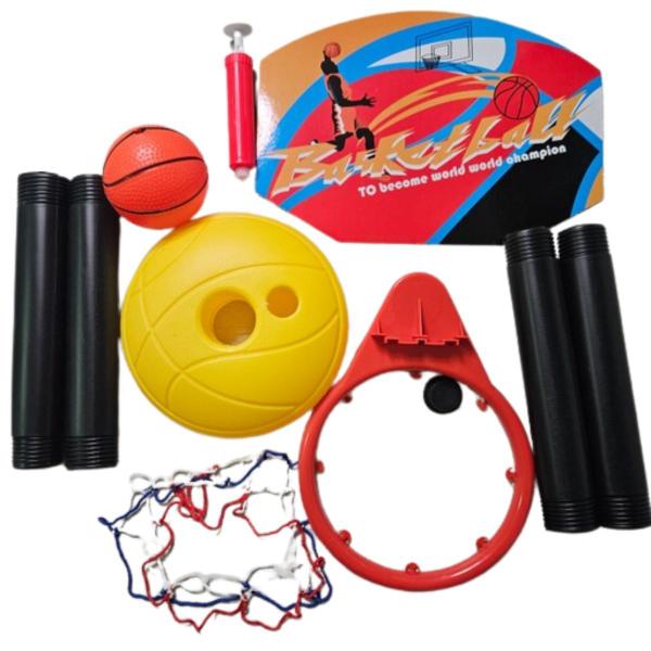 Cesta de Basquete Infantil Ajustável c/ bola - HK Brinquedos Imagem de Cesta de Basquete Infantil Ajustável c/ bola - HK Brinquedos
