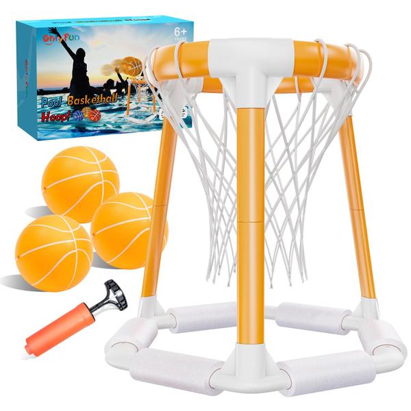 Imagem de Cesta de basquete para piscina ONLYFUN à beira da piscina com 3 bolas