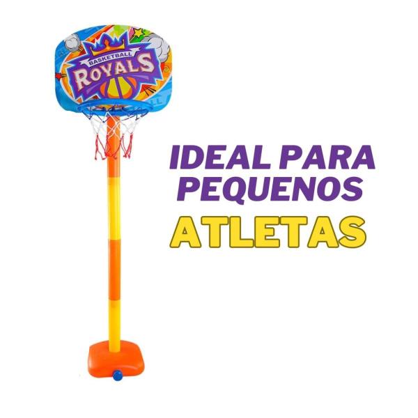 Imagem de Cesta de Basquete Tabela Ajustável C/ Bola e Inflador Basketball Infantil - WellKids