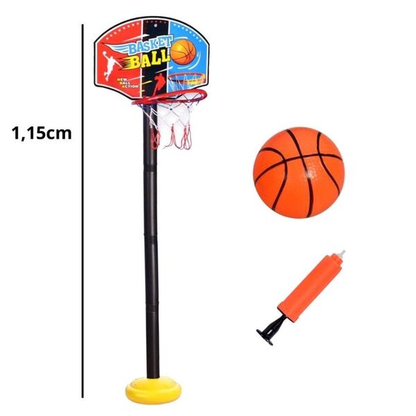 Imagem de Cesta de Basquete Tabela Infantil 115cm com Bomba e Bola Pais e Filhos 19038