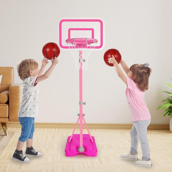 Imagem de Cesta de basquete Tsomtto rosa ajustável para meninas de 2 a 6 anos