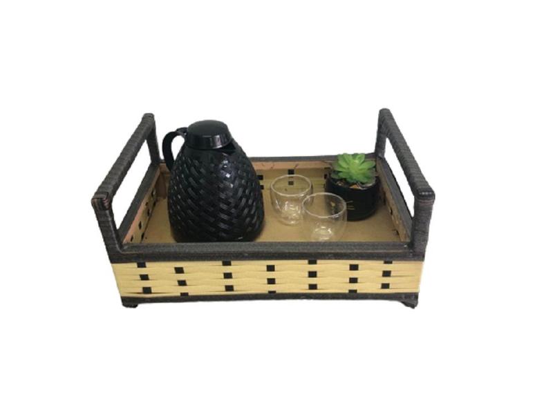 Cesta de Café da Manha Adulto em Vime Sintético Artesanal Imagem de Cesta de Café da Manha Adulto em Vime Sintético Artesanal
