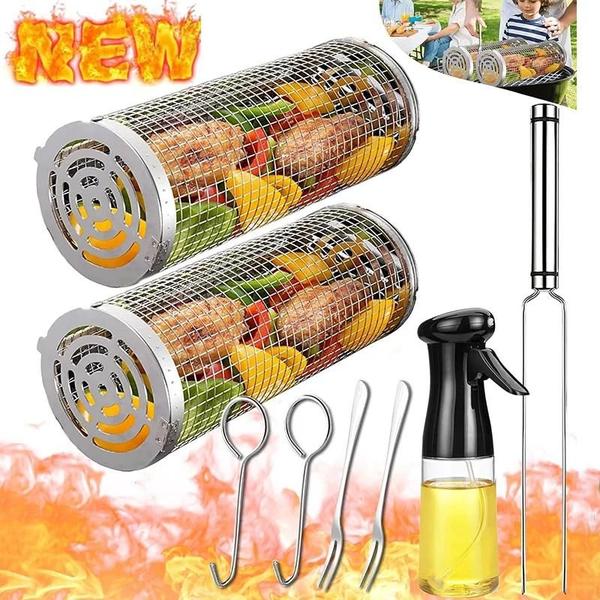 Imagem de Cesta de Churrasco Portátil em Aço Inoxidável - Ideal para Camping