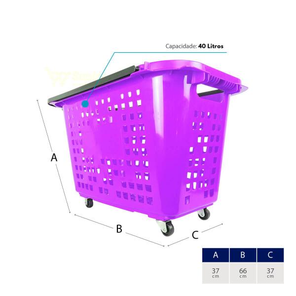 Cesta de compras com rodas 40l lilás - SUPIZZ Imagem de Cesta de compras com rodas 40l lilás