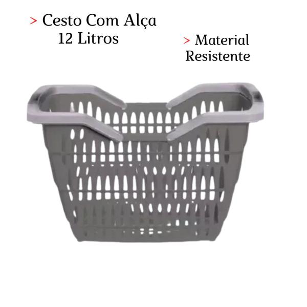 Imagem de Cesta De Compras Kit Com 10 Cestas 12L C/ Alças Supermercado