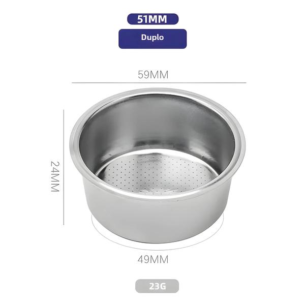 Imagem de Cesta de Filtro de Café 51mm em Aço Inoxidável 304 - Dupla/Simples - Pressurizado