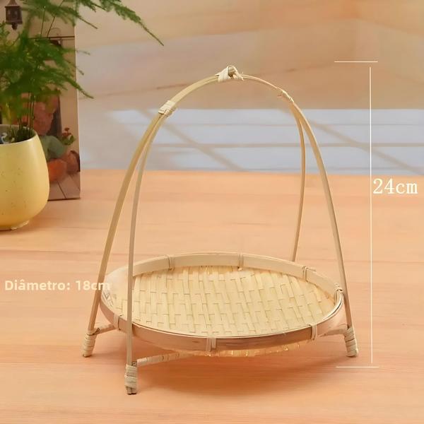 Cesta de Frutas de Bambu Tecida à Mão - 1/2/3 Camadas - Bandeja Decorativa para Servir Imagem de Cesta de Frutas de Bambu Tecida à Mão - 1/2/3 Camadas - Bandeja Decorativa para Servir