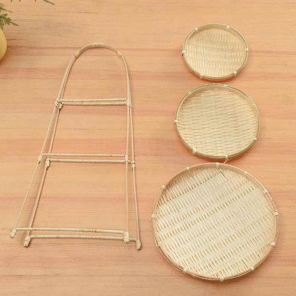 Cesta de Frutas de Bambu Tecida à Mão - 1/2/3 Camadas - Bandeja Decorativa para Servir Imagem de Cesta de Frutas de Bambu Tecida à Mão - 1/2/3 Camadas - Bandeja Decorativa para Servir