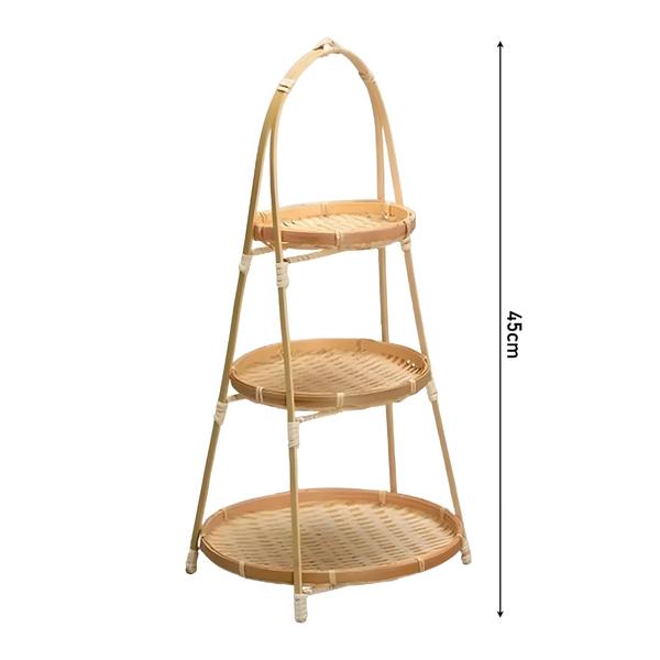Cesta de Frutas de Bambu Tecida à Mão - 1/2/3 Camadas - Bandeja Decorativa para Servir Imagem de Cesta de Frutas de Bambu Tecida à Mão - 1/2/3 Camadas - Bandeja Decorativa para Servir