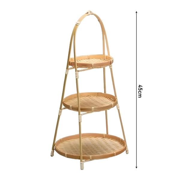 Imagem de Cesta de Frutas de Bambu Tecida à Mão - 1/2/3 Camadas - Bandeja Decorativa para Servir