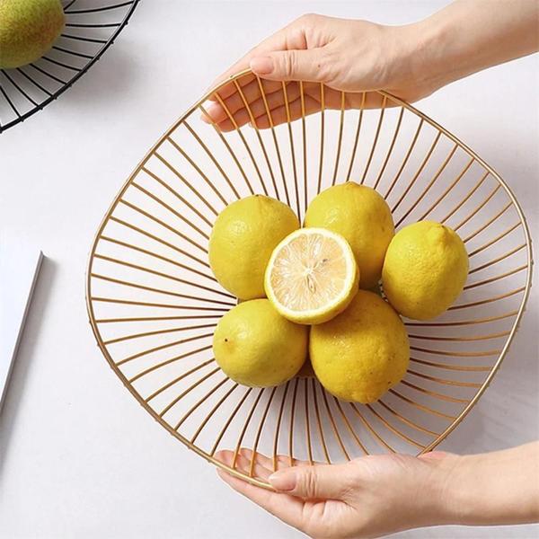 Cesta de Frutas de Metal Estilo Nórdico - Tigela para Lanches, Pão e Vegetais Imagem de Cesta de Frutas de Metal Estilo Nórdico - Tigela para Lanches, Pão e Vegetais