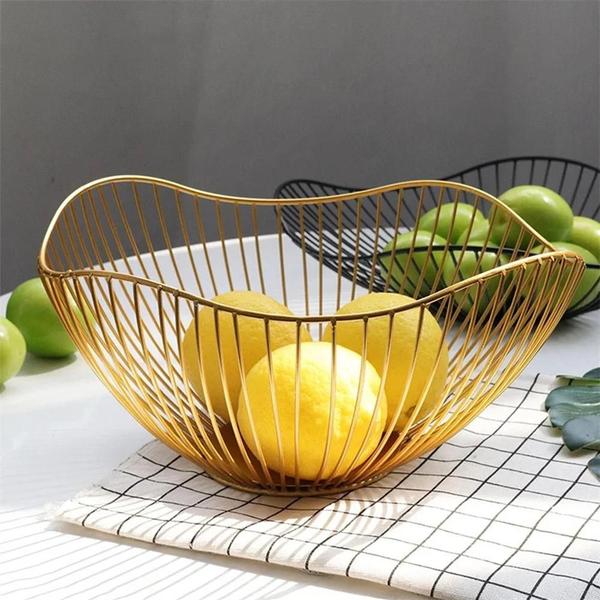 Cesta de Frutas de Metal Estilo Nórdico - Tigela para Lanches, Pão e Vegetais Imagem de Cesta de Frutas de Metal Estilo Nórdico - Tigela para Lanches, Pão e Vegetais