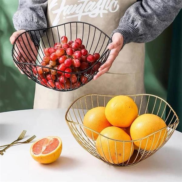 Cesta de Frutas de Metal Estilo Nórdico - Tigela para Lanches, Pão e Vegetais Imagem de Cesta de Frutas de Metal Estilo Nórdico - Tigela para Lanches, Pão e Vegetais