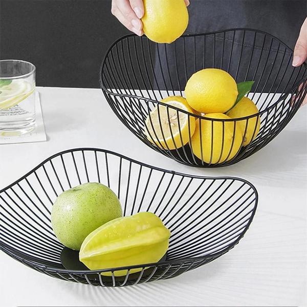 Cesta de Frutas de Metal Estilo Nórdico - Tigela para Lanches, Pão e Vegetais Imagem de Cesta de Frutas de Metal Estilo Nórdico - Tigela para Lanches, Pão e Vegetais