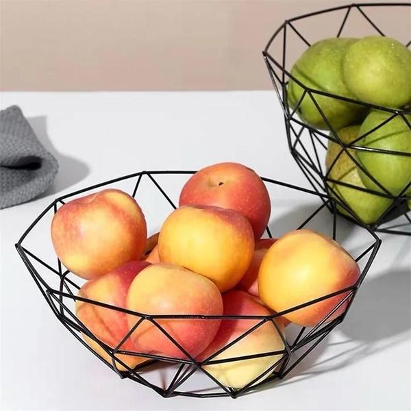 Cesta de Frutas de Metal Estilo Nórdico - Tigela para Lanches, Pão e Vegetais Imagem de Cesta de Frutas de Metal Estilo Nórdico - Tigela para Lanches, Pão e Vegetais