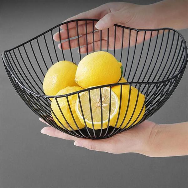 Cesta de Frutas de Metal Estilo Nórdico - Tigela para Lanches, Pão e Vegetais Imagem de Cesta de Frutas de Metal Estilo Nórdico - Tigela para Lanches, Pão e Vegetais