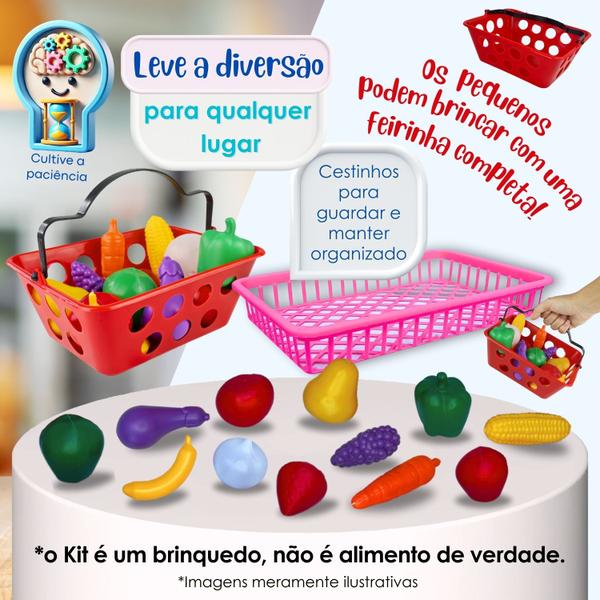 Imagem de Cesta De Frutas E Legume Infantil Piquenique Cestinha Pçs Cor Colorido