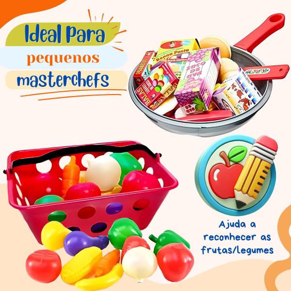 Imagem de Cesta De Frutas E Legume Infantil Piquenique Cestinha Pçs Cor Colorido