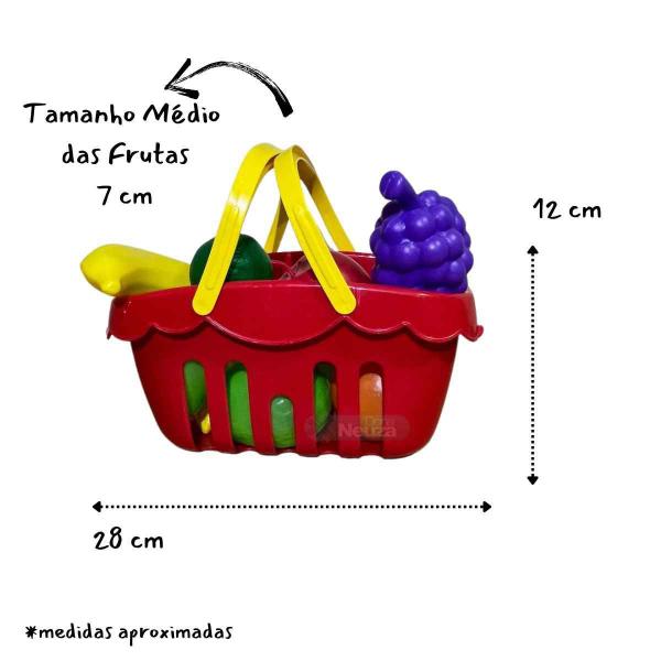 Imagem de Cesta De Frutas Vermelha Frutinhas Plástico Brinquedo Infantil Cestinha Piquenique Presente Menina Menino Braskit