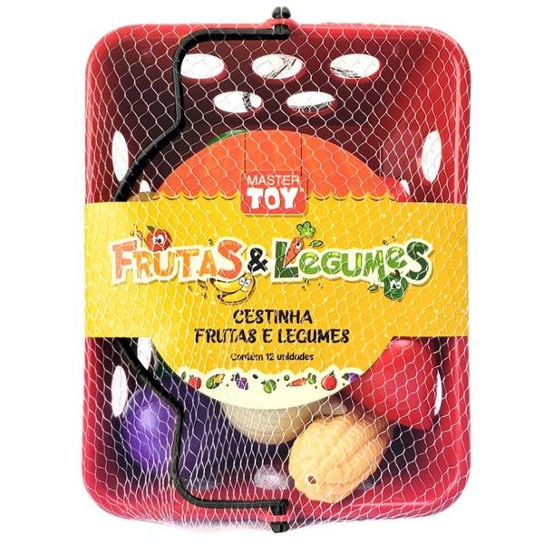 Imagem de Cesta de Legumes para Cozinha Infantil Meninas com 12 Itens Toy Master