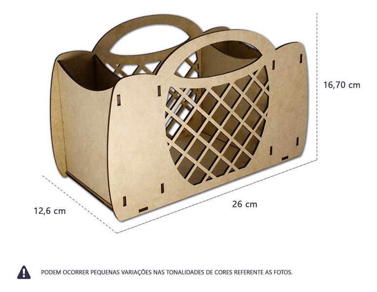 Imagem de Cesta De Madeira Vazada Em Mdf Retangular Com Repartições
