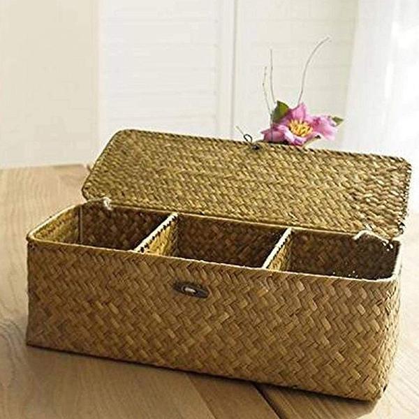 Imagem de Cesta de papel higiênico Wokex 3 Plaid Rattan Bathroom Storage