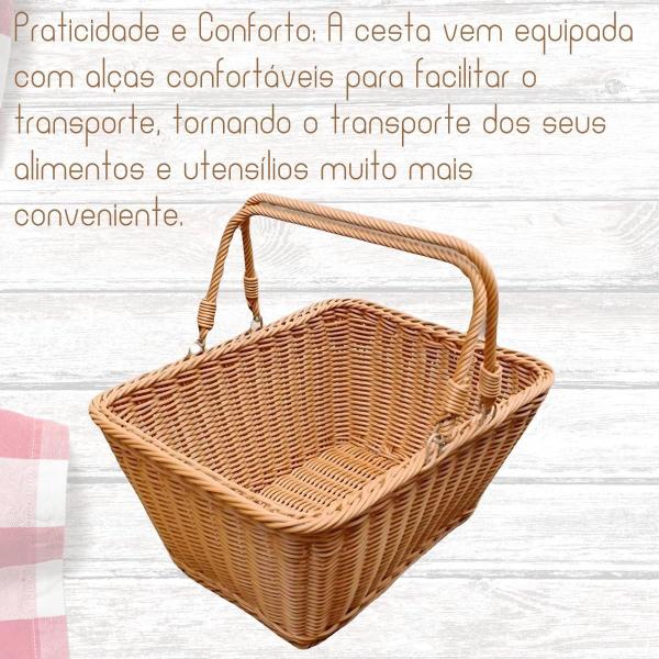 Imagem de Cesta De Piquenique Tipo Palha Grande Parque Passeio Frutas