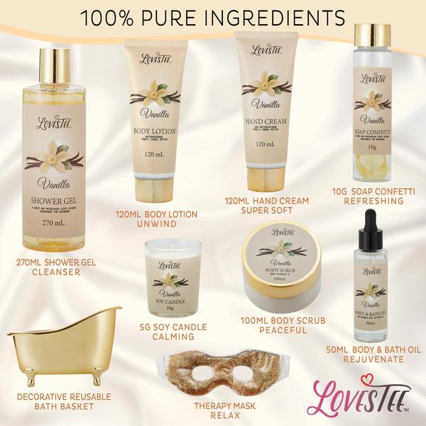 Imagem de Cesta de presentes de spa LOVESTEE Vanilla Bath & Body Set para mulheres