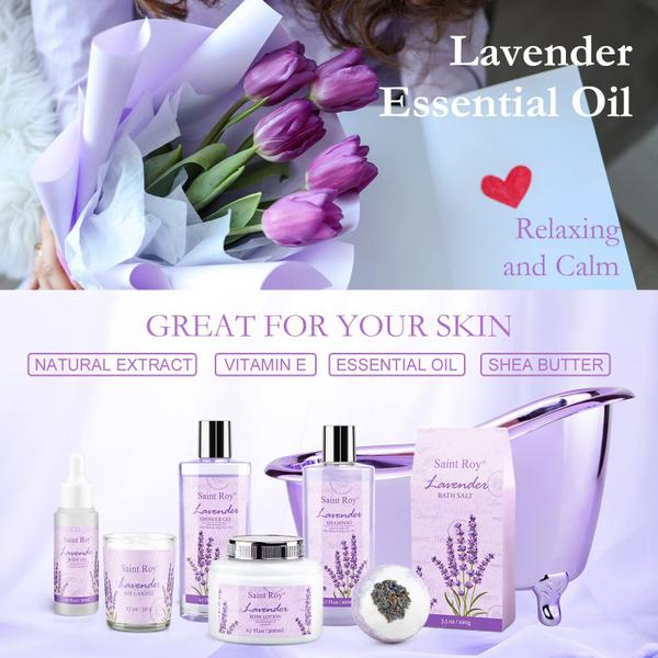 Imagem de Cesta de Presentes de Spa Saint Roy Lavender para Mulheres - com Gel de Banho