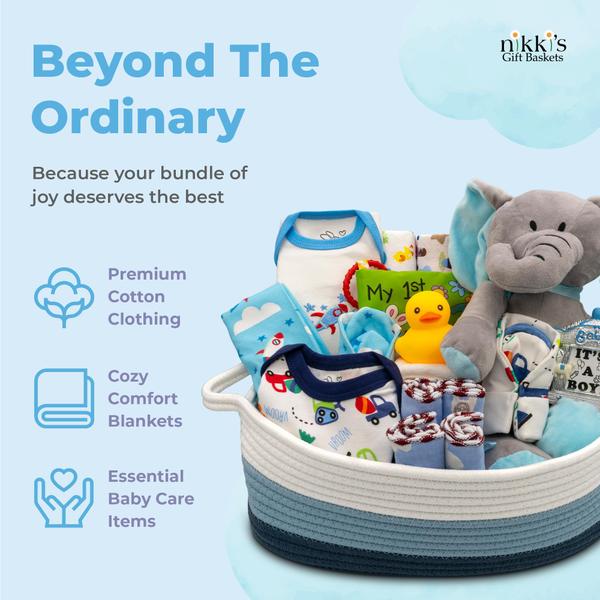 Imagem de Cesta de presentes para bebês Nikki's Gift Baskets Bundle of Joy Boy